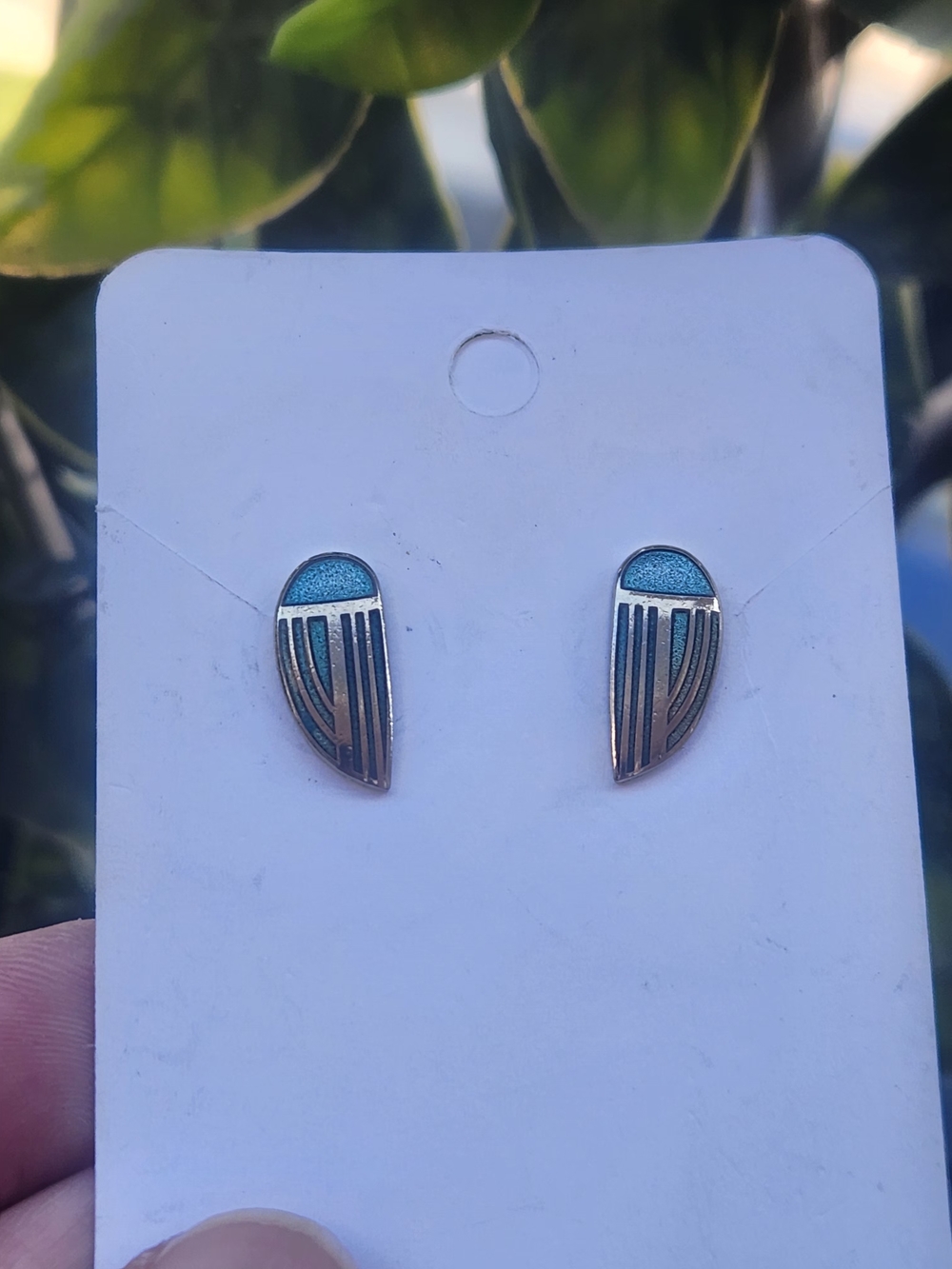 Rocco .co Blue Teardrop Inlay Sterling-Style Stud Earrings